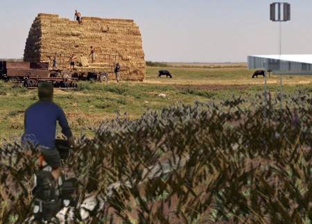 Charred Wooden Shingles and Rainwater Harvesting in Sustainable Cyclist Facilities