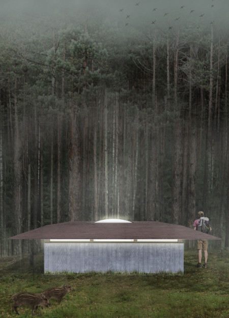 Geometric Huts with Board-Formed Concrete and Natural Wood Accents for Reflective Retreats  