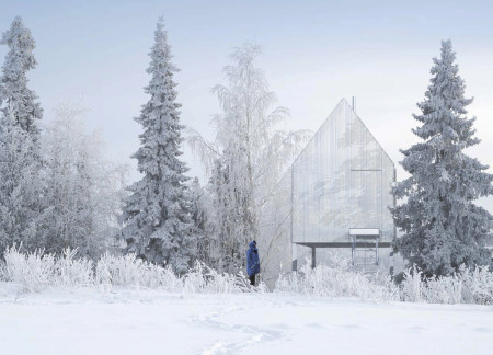 Meditation Retreat Featuring Recycled Polyester Insulation and Elevated Timber Construction in a Forest Setting