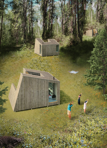 Spiral Architecture Featuring Sustainable Spruce and Translucent Glass Amidst the Forest  