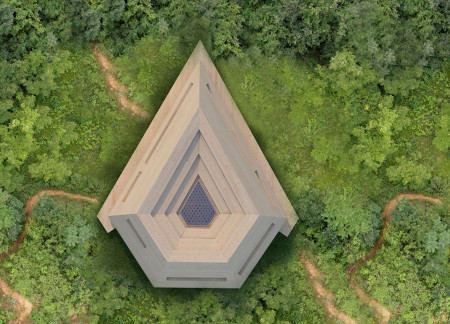 Biophilic Design With A Glass Roof and Local Timber in A Compact Meditation Retreat