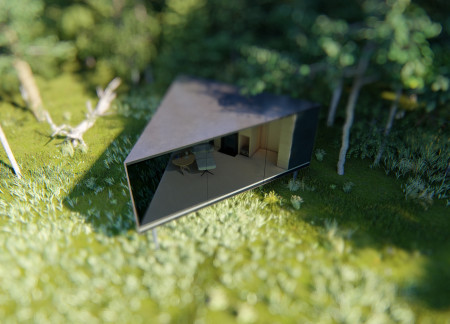 Charred Wooden Shingles and Radiant Heating in a Tranquil Retreat Amidst Nature