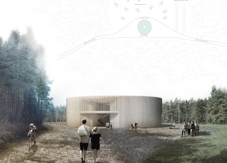 Elliptical Glulam Structure Integrating Water Features in A Sustainable Visitor Center  