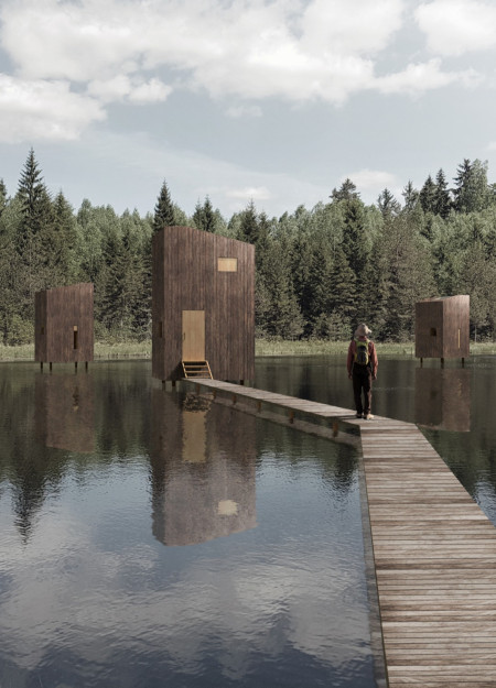Charred Wood and Cross-Laminated Panels Form a Solitary Retreat in the Latvian Forest