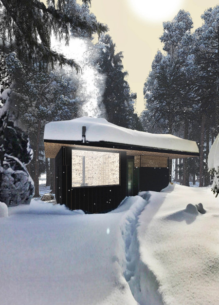Charred Wooden Shingles and Solar Panels Create a Serene Meditation Retreat in the Forest