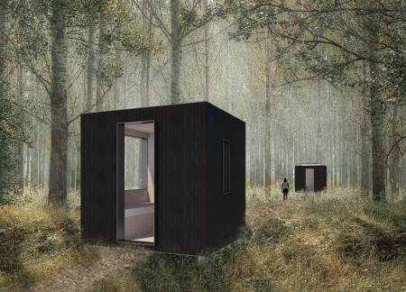Meditation Retreat Utilizing Charred Timber and Interactive Acoustic Environments  