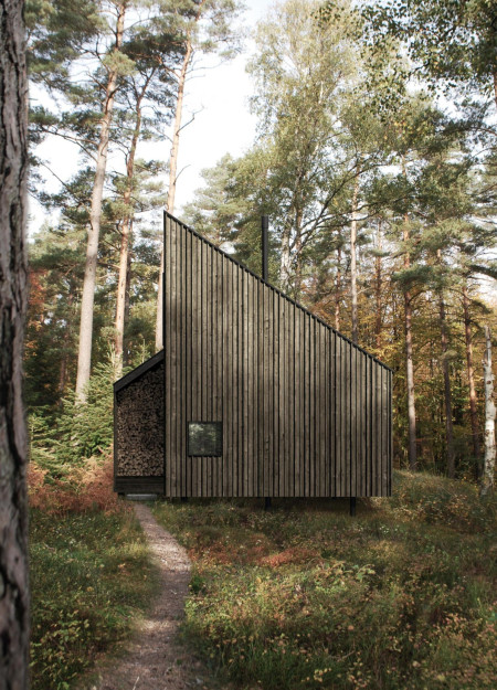 Residential retreat featuring cross-laminated timber and charred wooden shingles for a seamless integration with nature  