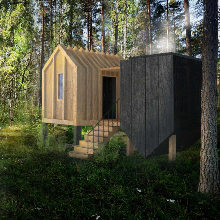 Charred Wooden Shingles and Cross-Laminated Timber Form a Reflective Retreat in Nature