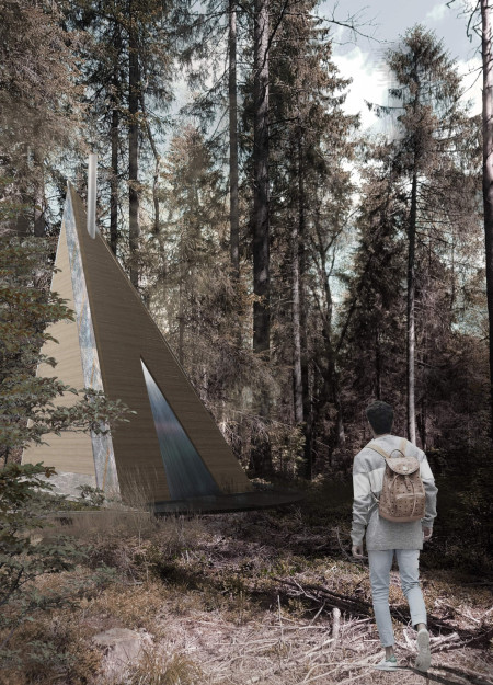 Natural Filtration and Larch Cabins Designed for Peaceful Reflection in the Forest  