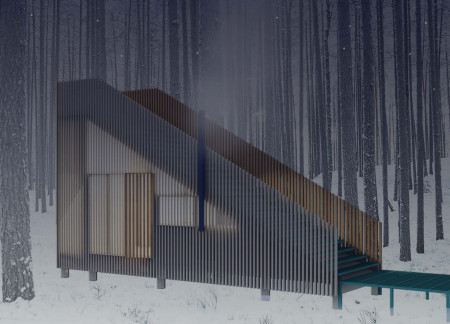 Charred Wooden Shingles and Local Stone Craft a Connected Community Space