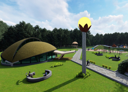 Curved Thatch Roofs and Bamboo Structure Enhancing Wetland Education and Conservation