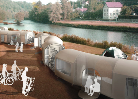 Transportable Eco-Friendly Pods Featuring Recyclable Materials for Cyclist Amenities  