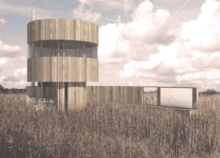 Cross-Laminated Timber Pavilion With Charred Shingles Enhancing Cyclist Rest Areas