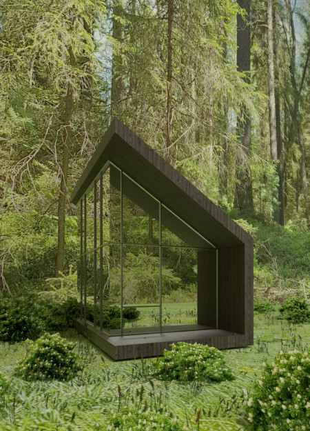 Charred Wooden Shingles and Glass Facade Create a Contemporary Retreat Embedded in Nature