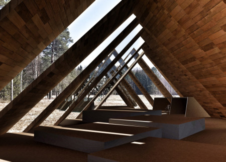 Canopy Roof Structure Crafted from Locally Sourced Timber Enhancing Community Connection in a Natural Setting