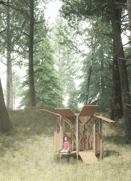 Luminance Tube Cabin Featuring Sustainable Oak and Aluminum in a Forest Setting