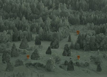 Residential cabins featuring cross-laminated timber and charred wood shingles in a forested retreat