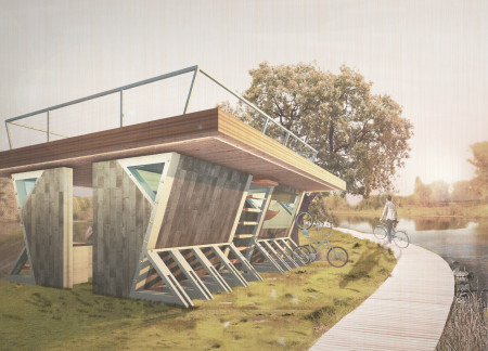 Charred Timber Shelters Enhanced by Prefabrication for Community Rest Areas