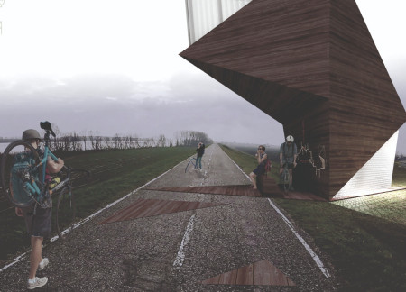 Charred Wooden Shingles and Cross-Laminated Timber Panels Form a Cycling-Centric Community Hub