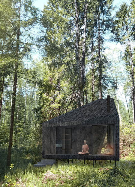 Charred Wooden Shingles and Cross-Laminated Timber Define a Community-Centric Space