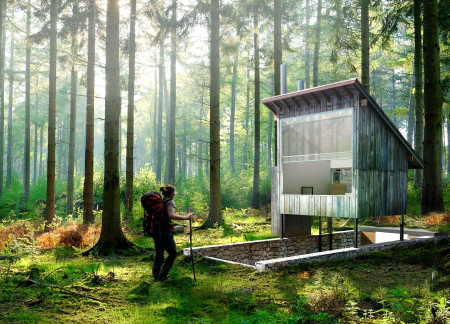 Charred Wooden Shingles and Glazing Create a Tranquil Retreat in the Forest