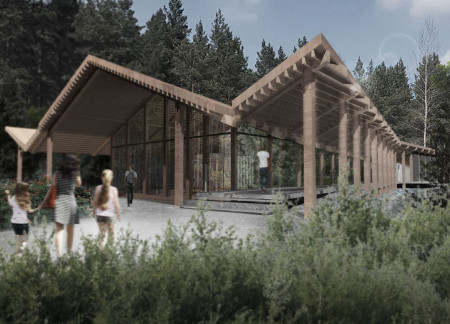 Eco-Friendly Facility Featuring Cross-Laminated Timber and Transparent ETFE Roofing for Nature Education