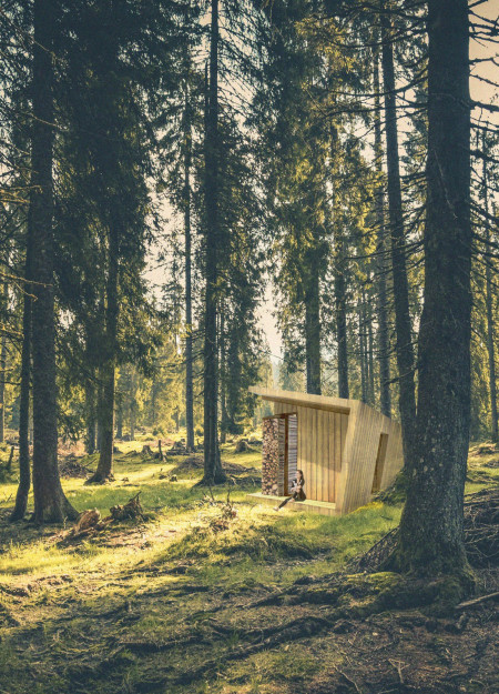 Meditation Retreat Featuring Natural Wood Pavilion and Modular Construction in the Latvian Wilderness  