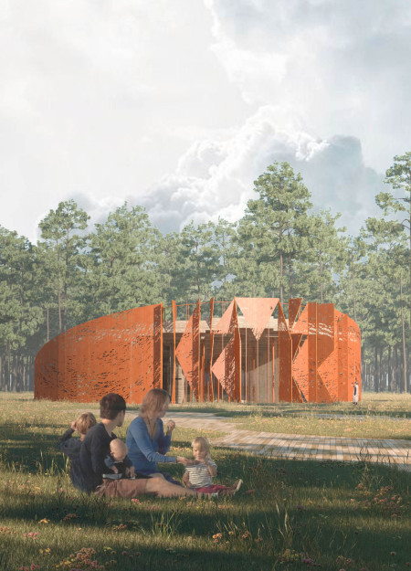 Corten Steel Facade Blending With Organic Landscape as a Gateway to Sustainable Visitor Engagement