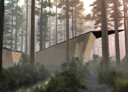 Charred Wooden Shingles and Cross-Laminated Timber Cabins Nestled in a Nordic Forest Retreat