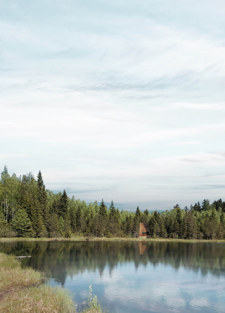 Charred Wooden Shingles and Cedar Cladding Form a Tranquil Woodland Retreat  