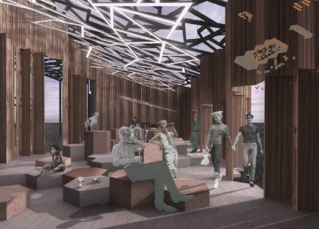 Charred Wooden Shingles and Natural Timber Canopies in a Visitor Center Embracing Ecological Design