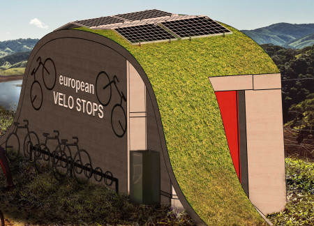 Charred Wood Cladding and Green Roof Rest Stops Enhancing Cyclist Experience Along EuroVELO Route