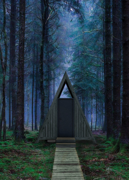 Charred Wooden Shingles and Glass Elements Define a Tranquil Meditation Retreat in the Forest