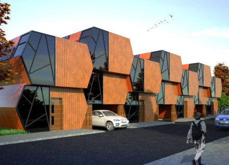 Charred Wooden Shingles and Cross-Laminated Timber Panels in a Sustainable Urban Habitat  