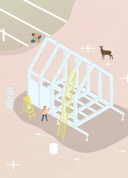 Recycled Insulation and Adjustable Supports Define a Sustainable Cabin Retreat