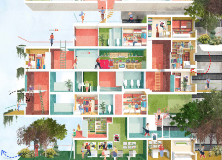 Biocomposite Living Spaces Integrated with Community Gardens in Circular Urban Development
