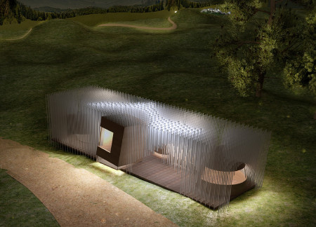 Translucent Polycarbonate Cabins Crafted for Cyclists Along Scenic Pathways  
