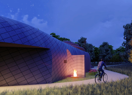 Undulating Metal Cladding and Warm Timber Create a Functional Retreat for Cyclists  