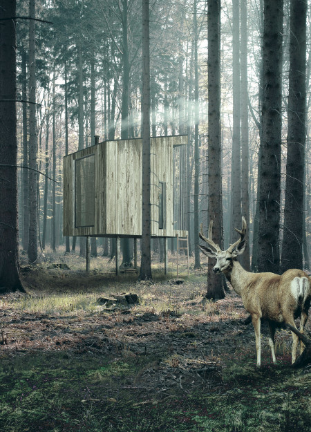 Charred Wooden Shingles and Cross-Laminated Timber Create Tranquil Retreats in Nature