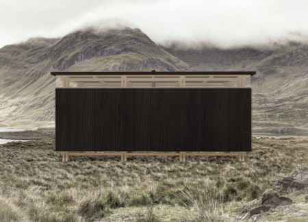 Charred Wooden Shingles and Salvaged Wood Create a Modular Cycling Stop Emphasizing Nature Integration  