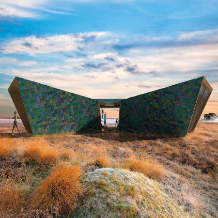 Recycled Plastic Facade and Modular Units Create Sustainable Haven for Cyclists
