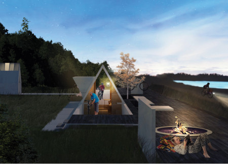 Charred Wood Shingles and Polycarbonate Facades Enhancing Rest Stops Along a Scenic Cycling Route