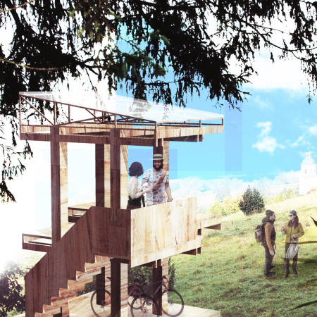 Modular Design Featuring Plywood and Rockwool for Sustainable Cyclist Rest Stops