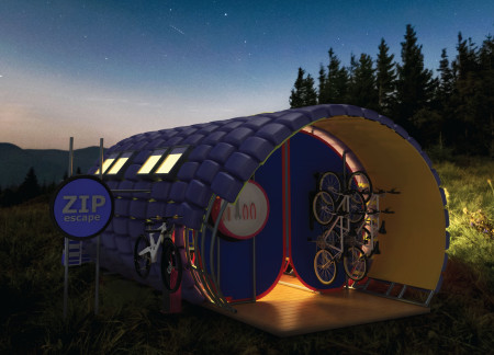 Cyclist Rest Stop Featuring Modular Design and Sustainable Materials for Eco-Friendly Travel