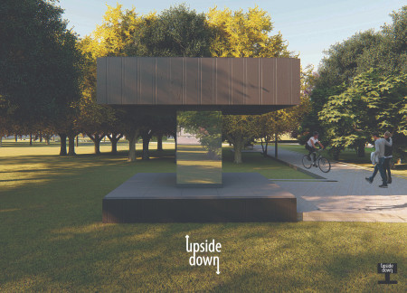 Reflective Mirrored Panels and Sustainable Steel Create a Multi-Functional Rest Stop Along the EuroVelo Route