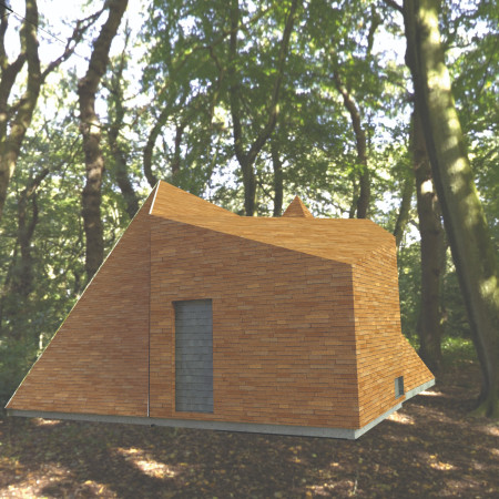Pyramid-Shaped Retreat Constructed With Sustainable Brick and Steel in a Tranquil Forest Setting  