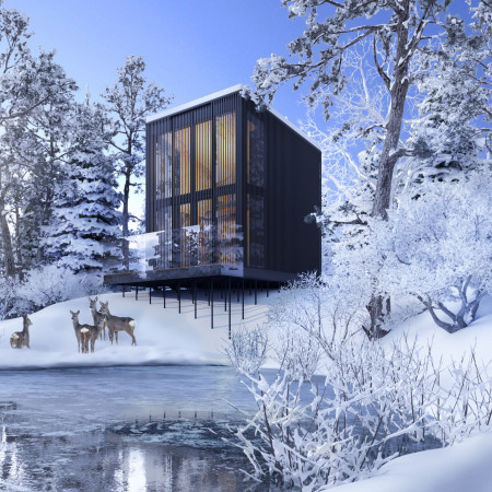 Hempcrete Retreat Elevated Among Woodland Views With Sustainable Timber Elements