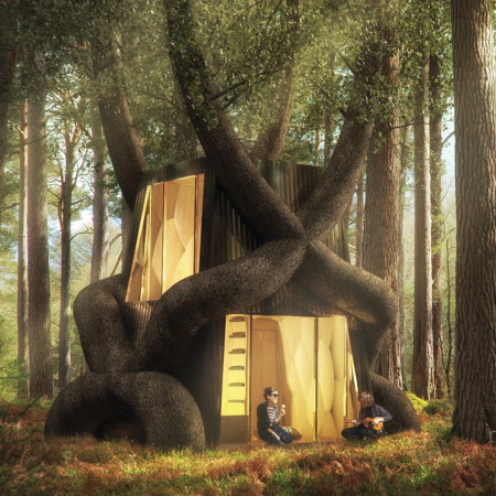 Adaptive Retreat Crafted From Cross-Laminated Timber Panels and Reflective Steel in a Forest Setting