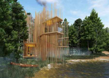 Charred Wooden Shingles and Transparent Facades Create a Tranquil Retreat in the Forest