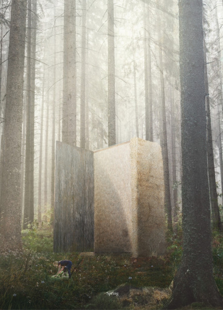 Straw Bales and Timber Cladding Create a Seasonal Retreat in a Forest Setting